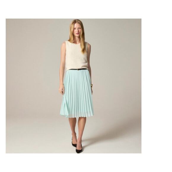 J Crew Pleated Chiffon Knee-Length Skirt US Women's 4 New - Picture 1 of 7